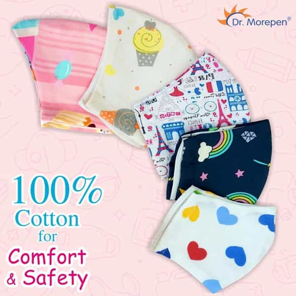 Dr. Morepen Cotton Mask Washable & Reusable For Kids | Small | Pack Of 5