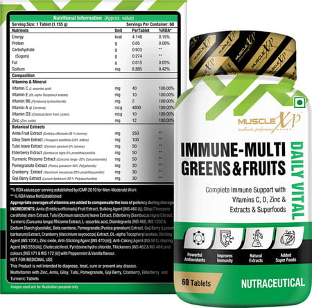 Musclexp Immune-Multi Greens & Fruits 60 Tablets
