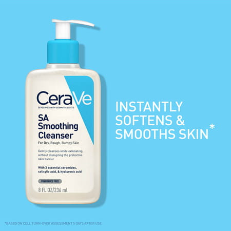 Cerave Sa Smoothing Cleanser | Face Wash | With Salicylic Acid | For Dry & Bumpy Skin | 236Ml