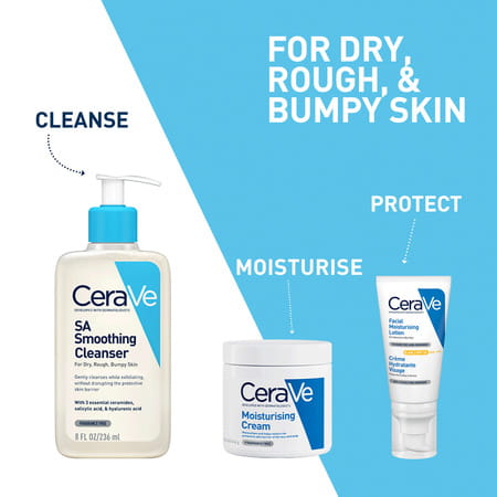Cerave Sa Smoothing Cleanser | Face Wash | With Salicylic Acid | For Dry & Bumpy Skin | 236ml
