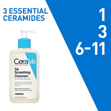 Cerave Sa Smoothing Cleanser | Face Wash | With Salicylic Acid | For Dry & Bumpy Skin | 236ml
