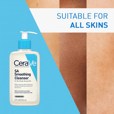 Cerave Sa Smoothing Cleanser | Face Wash | With Salicylic Acid | For Dry & Bumpy Skin | 236ml