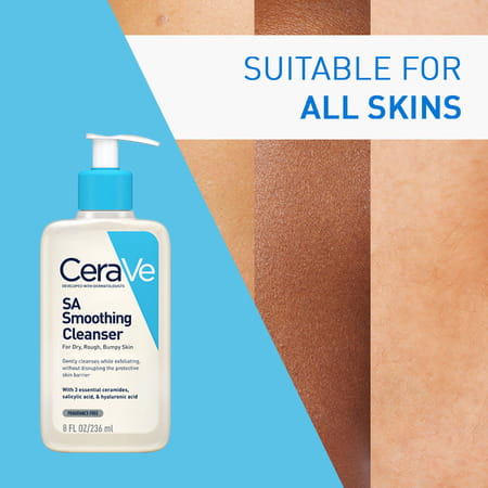 Cerave Sa Smoothing Cleanser | Face Wash | With Salicylic Acid | For Dry & Bumpy Skin | 236Ml