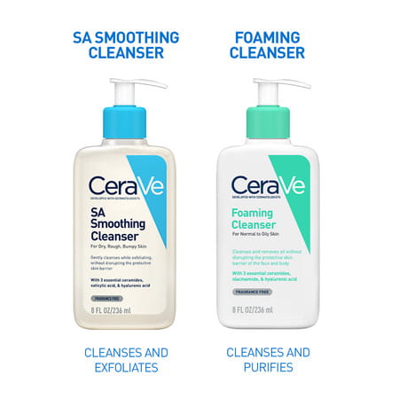 Cerave Sa Smoothing Cleanser | Face Wash | With Salicylic Acid | For Dry & Bumpy Skin | 236Ml