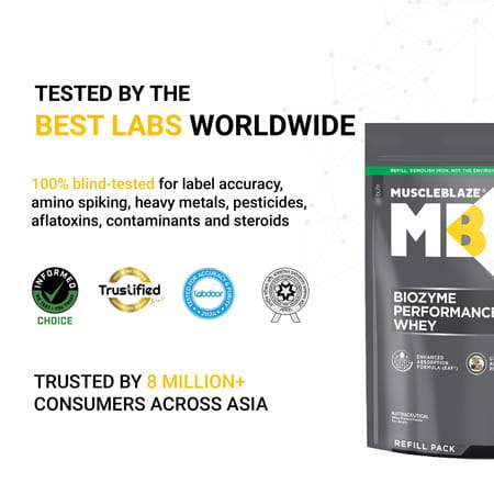 Muscleblaze Biozyme Performance Whey Protein | (Rich Chocolate | 1 Kg Refill Pack)