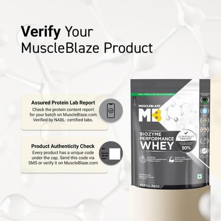 Muscleblaze Biozyme Performance Whey Protein Powder | Rich Chocolate (1Kg Refill Pack) | 25G Protein