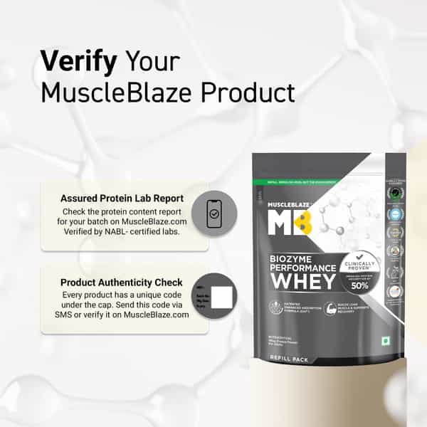 Muscleblaze Biozyme Performance Whey Protein Powder | Rich Chocolate (1Kg Refill Pack) | 25G Protein