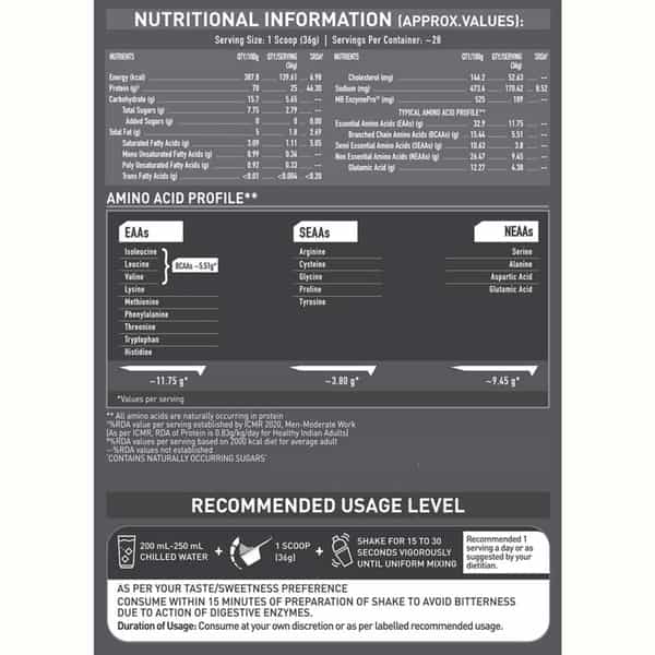 Muscleblaze Biozyme Performance Whey Protein Powder | Rich Chocolate (1Kg Refill Pack) | 25G Protein