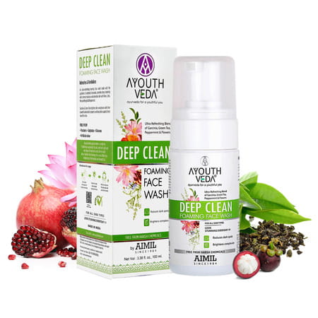 Ayouthveda Deep Clean Foaming Face Wash With Indian Madder | Garcinia & Pomegranate 100 Ml