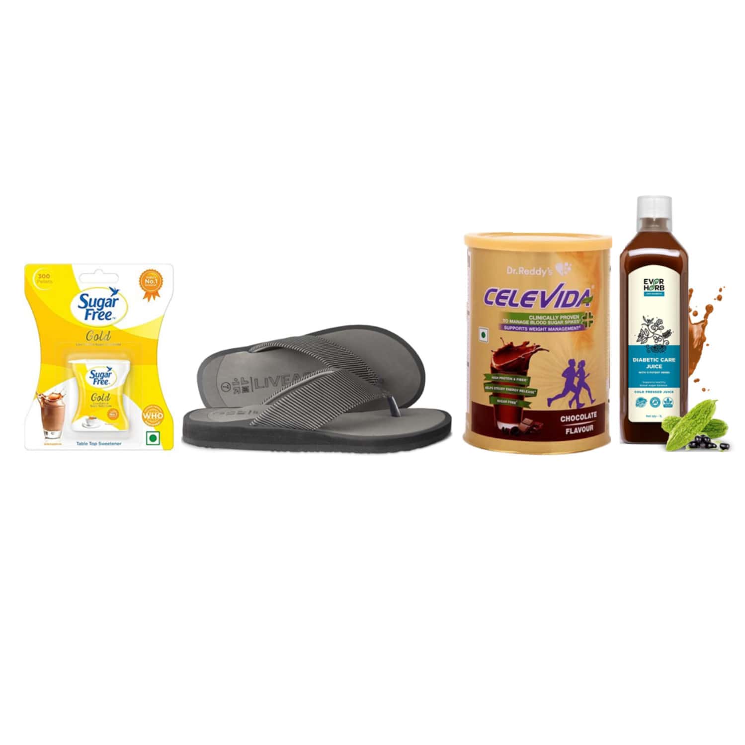 Diabetic Care Diwali Gift Combo Of 4-Sweetner Tablets|Slippers Uk 9|Nutrition Drink|Juice