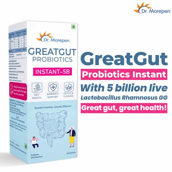 Dr. Morepen Greatgut Probiotics | Instant-5B | Sachet | 6 No's