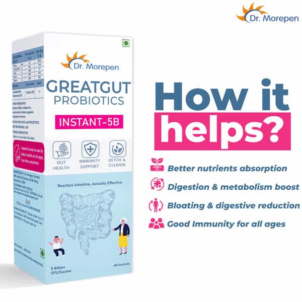 Dr. Morepen Greatgut Probiotics | Instant-5B | Sachet | 6 No's