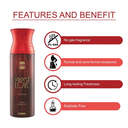 Ajmal Wisal & Sacred Love Deodorant Spray- For Men & Women (200 Ml Pack Of 4)