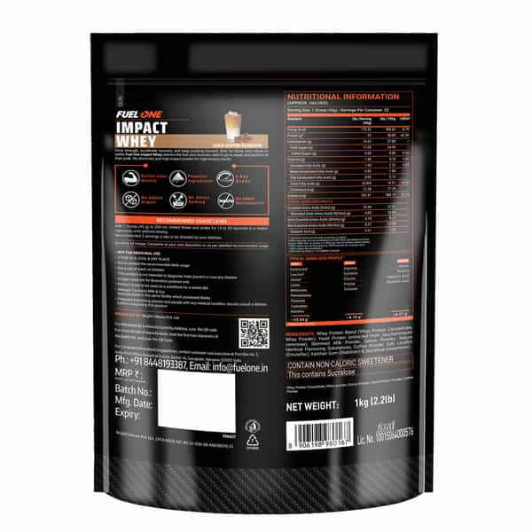 Fuelone Impact Whey Protein Blend | Cold Coffee | 1Kg (2.2Lbs) | 23G Protein Per Scoop