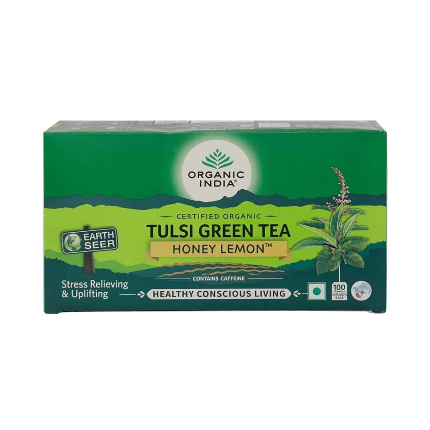 Organic India Tulsi Green Tea Honey Lemon | 100 Teabags
