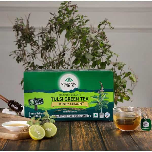Organic India Tulsi Green Tea Honey Lemon | 100 Teabags