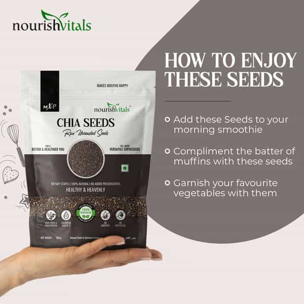 Nourishvitals Chia Raw Unroasted Seeds 200G X Pack Of 2 - 100% Natural Source Of Omega-3