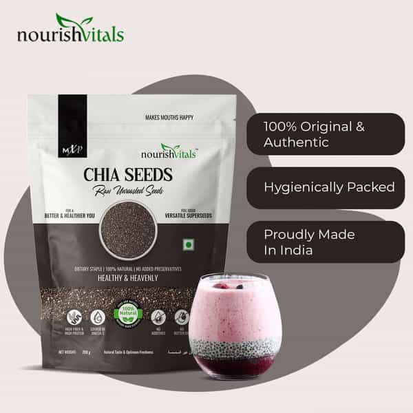 Nourishvitals Chia Raw Unroasted Seeds 200G X Pack Of 2 - 100% Natural Source Of Omega-3