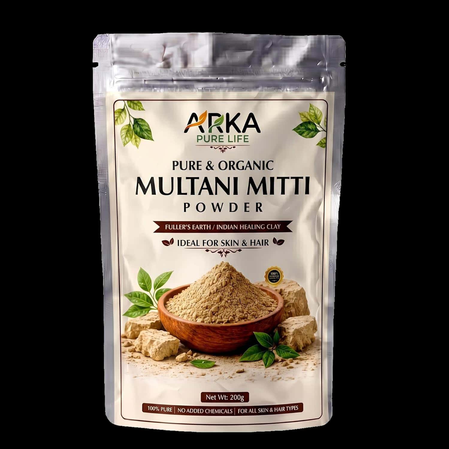 Arka Pure Life Natural Multani Mitti Powder For Face | Deep Pore Cleansing & Glowing Skin (200g)