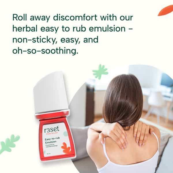 R3set Pain Relief Emulsion - 100% Natural Fast Relief For Muscle Joint & Back Pain - 50Ml