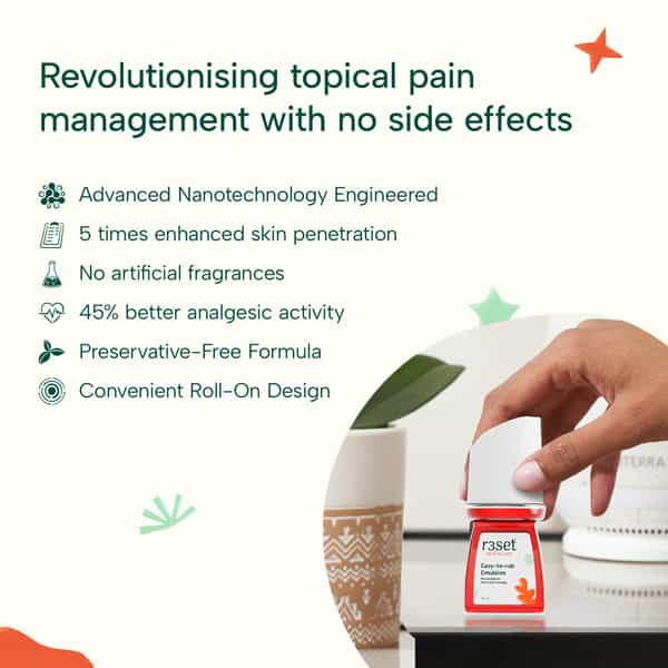 R3set Pain Relief Emulsion - 100% Natural Fast Relief For Muscle Joint & Back Pain - 50Ml