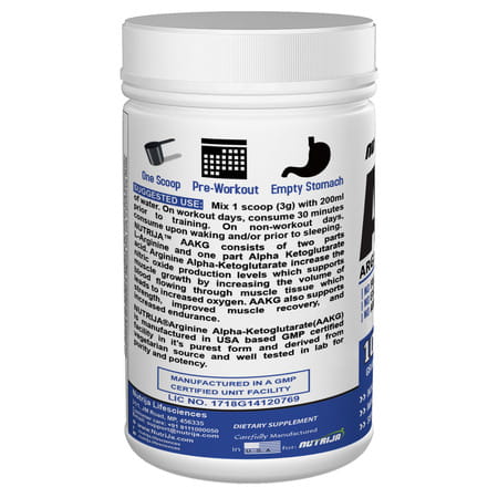 Nutrija Aakg- Arginine Alpha Ketoglutarate | For Strength & Vascularity -100 Grams