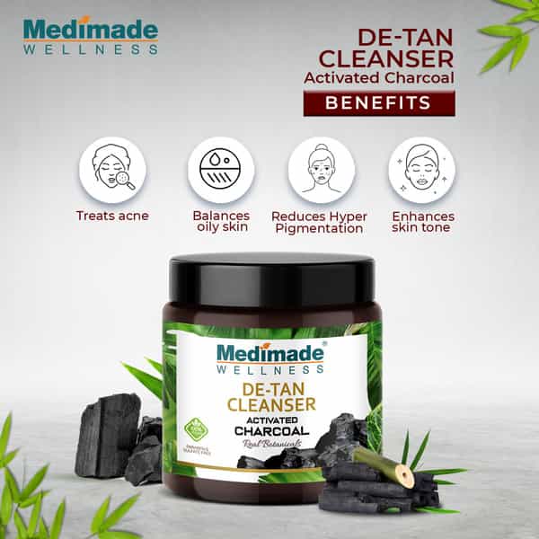 Medimade Activated Charcoal De-Tan Cleanser - 100 Gm X 2 ( Pack Of 2 )