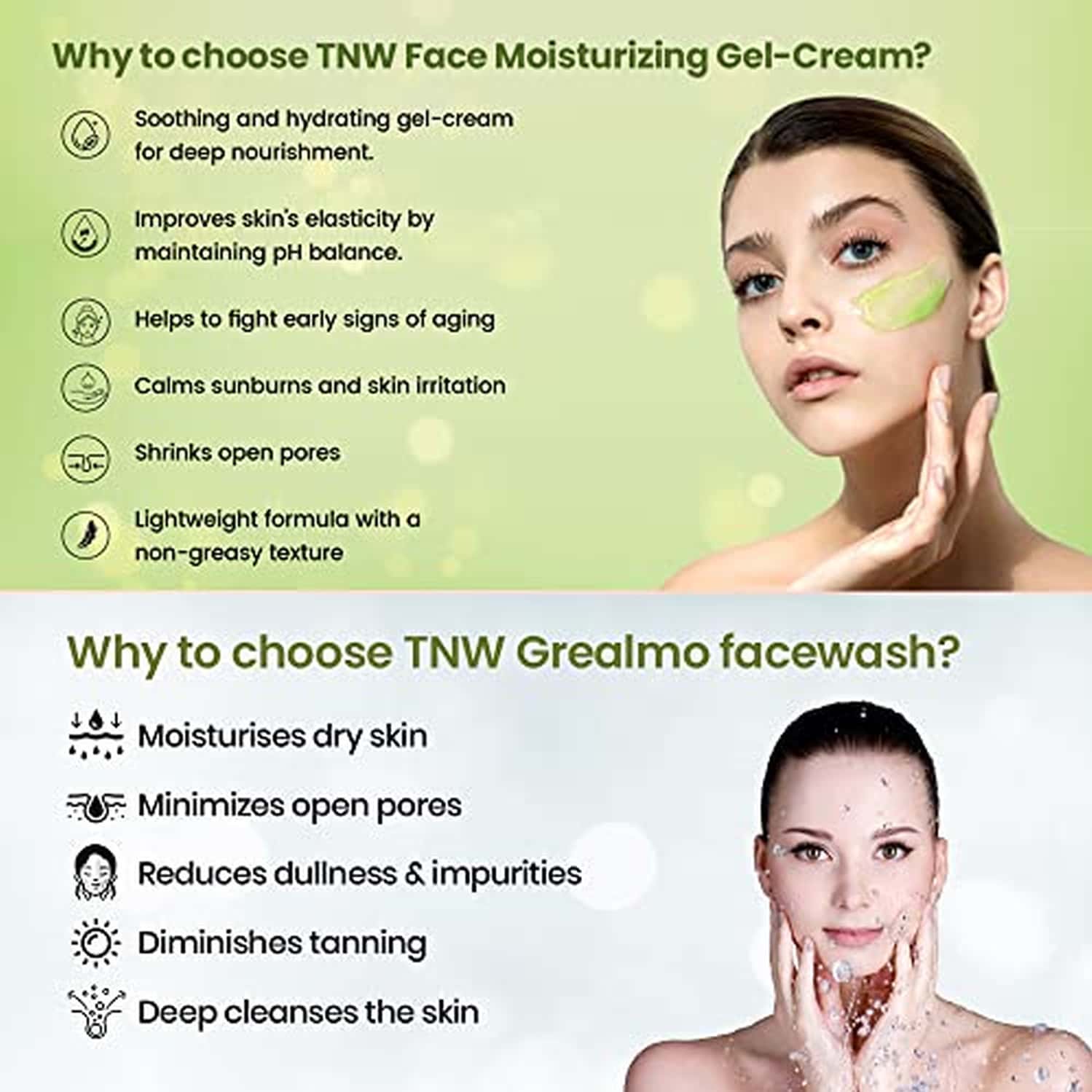 Buy TNWTHE NATURAL WASH FACE MOISTURIZING GEL CREAM & GREEN TEA FACE