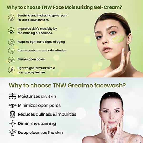 Tnw The Natural Wash Face Moisturizing Gel Cream & Green Tea Face Wash