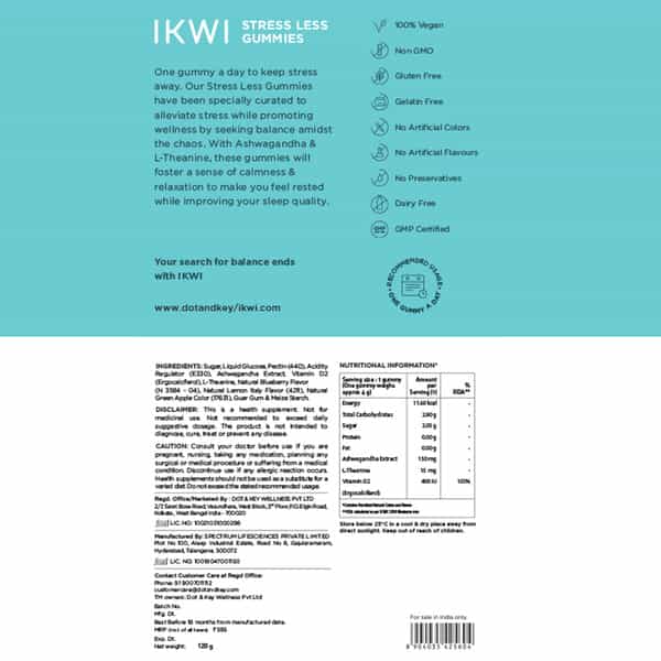 Ikwi Stress Less Gummies With 150 Mg Ashwagandha & L-Theanine