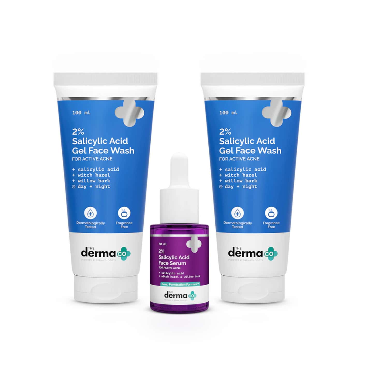 The Derma Co Anti Acne Kit 2% Salicylic Acid Face Wash 100 Ml + Serum 30 Ml