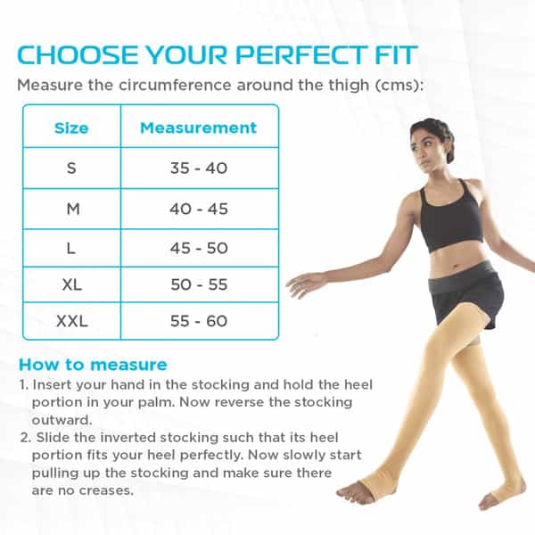 Vissco Varicose Vein Stockings For Leg Compression To Improve Blood Circulation- Small (Beige)
