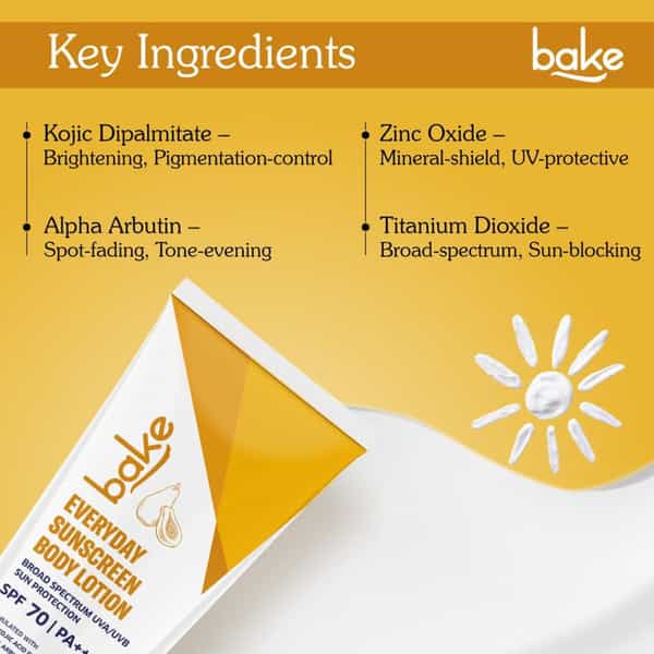 Bake Everyday Sunscreen Body Lotion Spf 70 Pa++++ For Sun Protection & Hydration