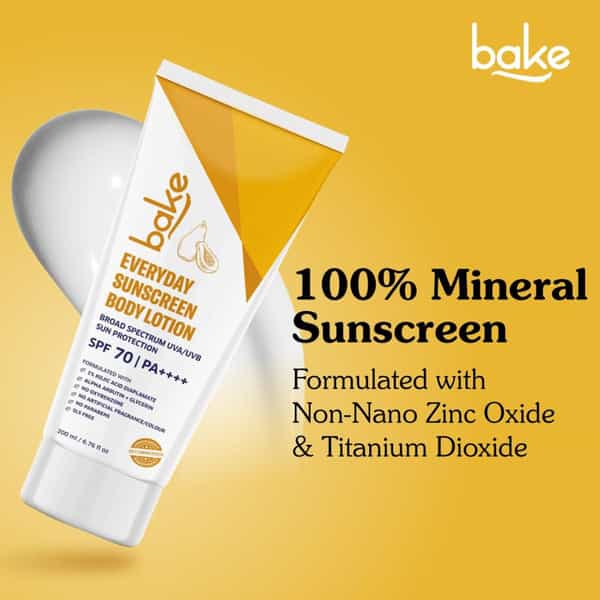 Bake Everyday Sunscreen Body Lotion Spf 70 Pa++++ For Sun Protection & Hydration