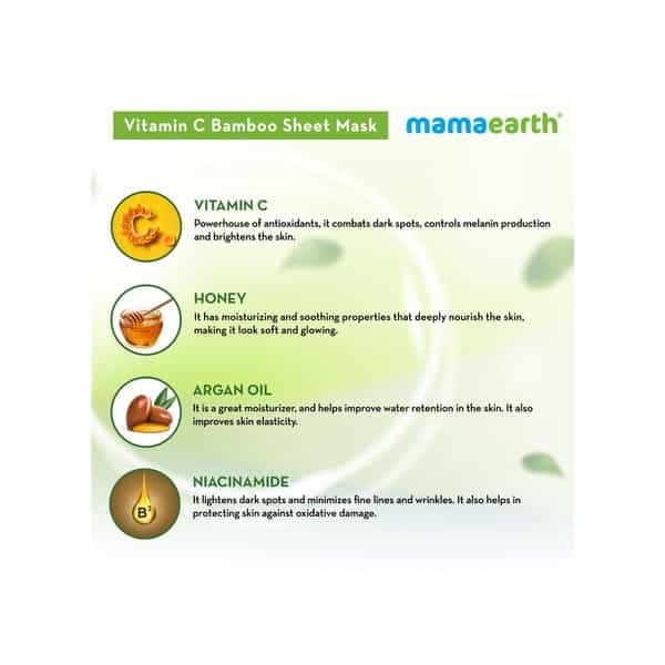 Mamaearth Vitamin C Bamboo Sheet Mask With Vitamin C & Honey For Skin Illumination - 25 G