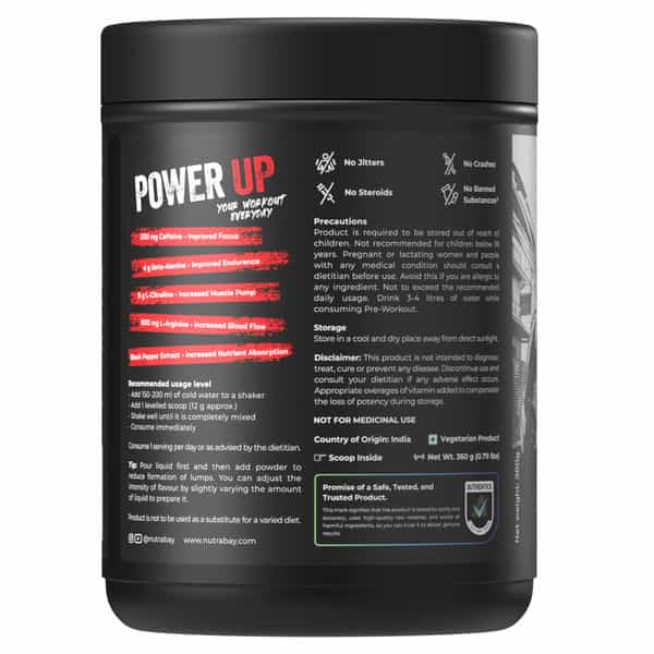 Nutrabay Ragex Pre Workout Supplement Powder - 360G | Cola | 200Mg Caffeine | 4G Beta-Alanine