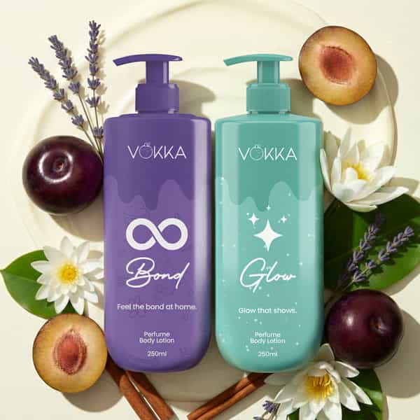 Vokka Glow & Bonds Perfume Body Lotion Combo 250Ml X 2 | Fruity Floral & Warm Woody Fragrance