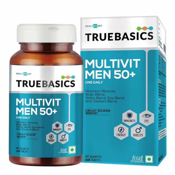 Truebasics Multivit Men 50+ One Daily | Multivitamins | For Senior Adults | 90 Veg Tablets