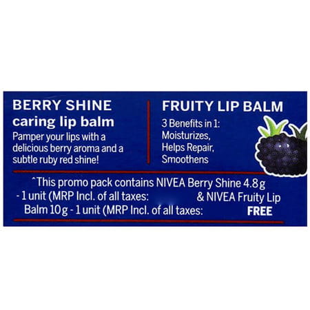 Nivea Winter Care Offer (Buy Berry Shine Caring Lip Balm 4.8 G Free Fruity Lip Balm 10 G)