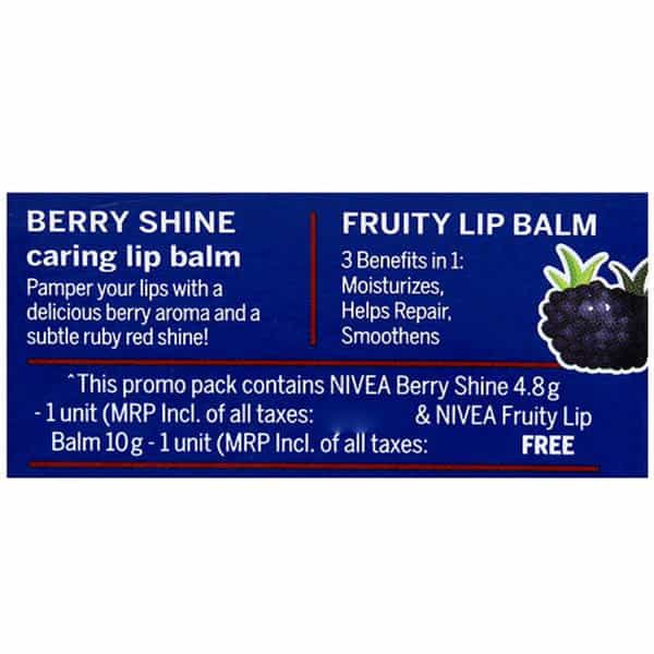 Nivea Winter Care Offer (Buy Berry Shine Caring Lip Balm 4.8 G Free Fruity Lip Balm 10 G)