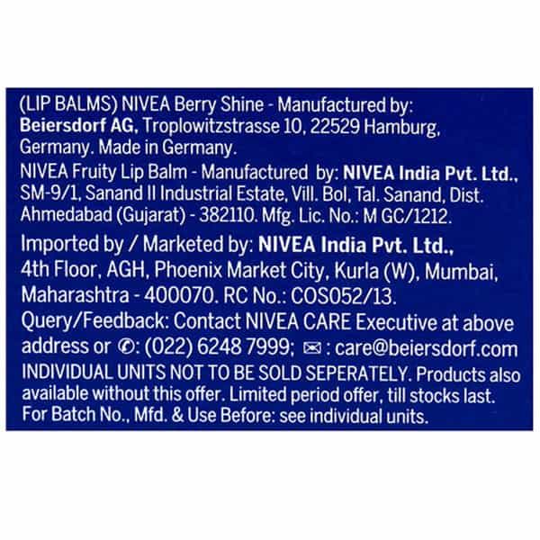 Nivea Winter Care Offer (Buy Berry Shine Caring Lip Balm 4.8 G Free Fruity Lip Balm 10 G)