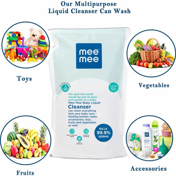 Meemee Baby Liquid Cleanser | Kills 99% Germ Liquid Detergent (1.2 L)