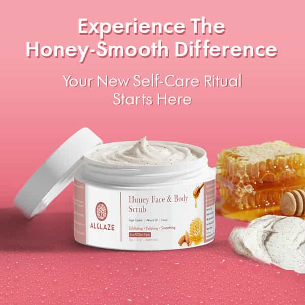 Alglaze Honey Face & Body Scrub | Exfoliating & Smoothing | Sugar Crystals Almond Oil & Honey | 50 G