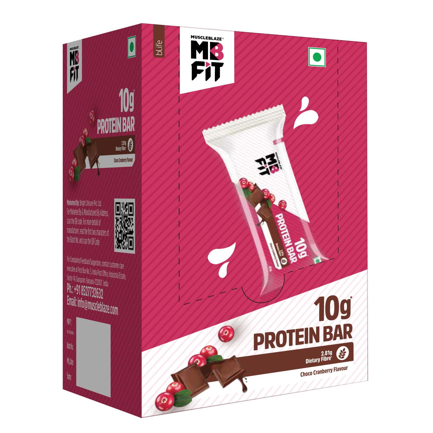 Muscleblaze 10g Protein Bar (choco Cranberry | Pack Of 6) | Protein Blend