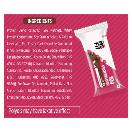 Muscleblaze 10G Protein Bar (Choco Cranberry | Pack Of 6) | Protein Blend