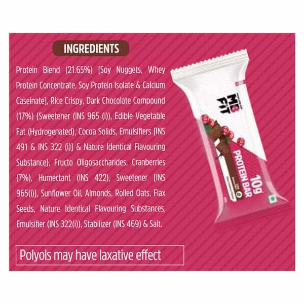 Muscleblaze 10G Protein Bar (Choco Cranberry | Pack Of 6) | Protein Blend