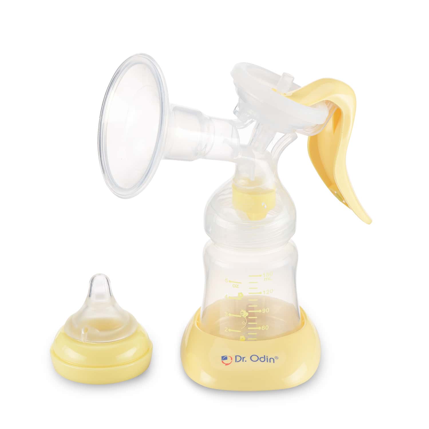 Dr. Odin Ld-101 Manual Breast Pump For Feeding Mothers With Bottle (White/Yellow)