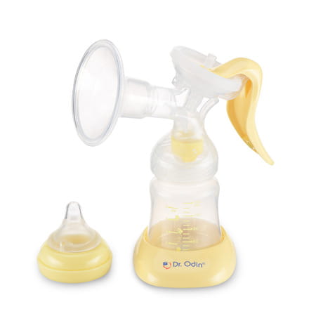 Dr. Odin Ld-101 Manual Breast Pump For Feeding Mothers With Bottle (White/Yellow)