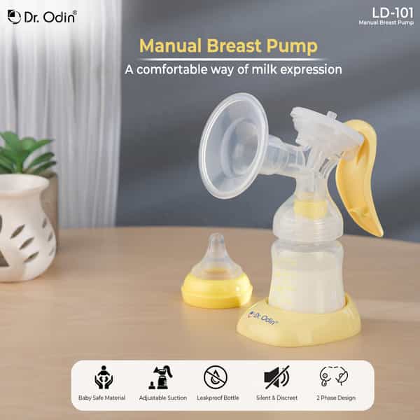 Dr. Odin Ld-101 Manual Breast Pump For Feeding Mothers With Bottle (White/Yellow)