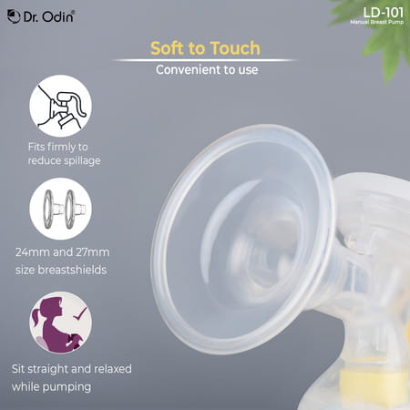 Dr. Odin Ld-101 Manual Breast Pump For Feeding Mothers With Bottle (White/Yellow)